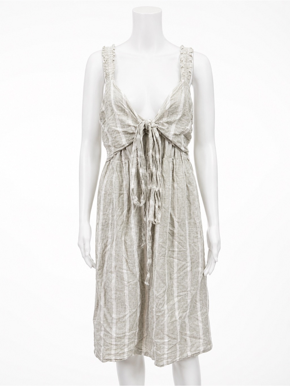 Seraphine Summer Dress Light Green White Striped Cotton Midi - US 8 (Maternity)